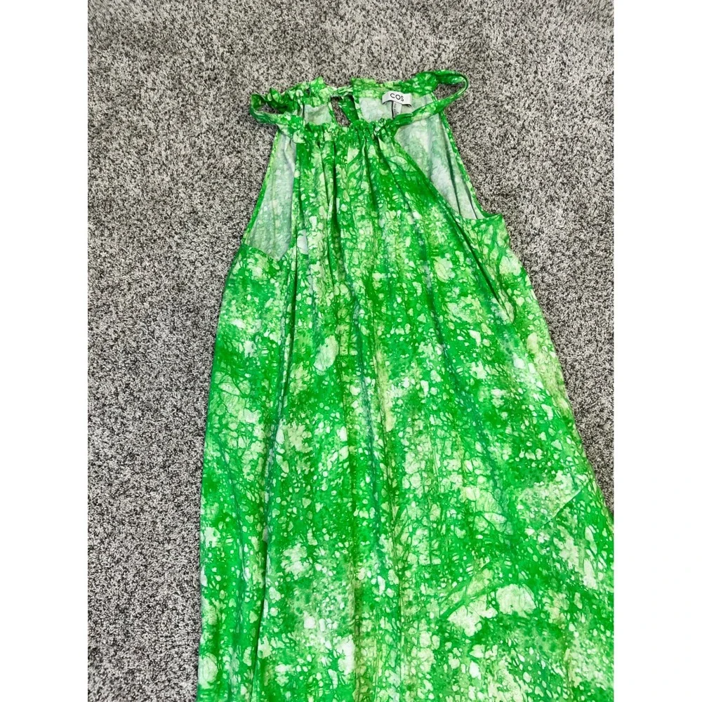 COS Green Abstract Print Sleeveless Tie Back Oversized  Maxi Dress Womens Size 6 - Picture 3 of 12